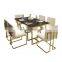 Marble Titanium Metal Dinning Room Sets Dinning Tables with Leather Chairs