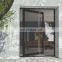 Apartment entry luxury popular black color paint waterproof iron profile frosted glass main pivot exterior doors with hinge
