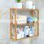 Bamboo bathroom wooden wall shelf with adjustable layer