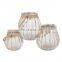 K&B wholesale chic multi-size glass outdoor hanging candle lantern decorative with hemp rope handle