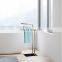 Floor Standing Household Bathroom Towel Drying Rack Stable Bottom Towel Rack Stand Glass Bottom Black Bathroom Corner Towel Rack