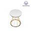 White natural marble base stainless steel top living room side table round small end table