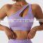 Sexy Hollow One Shoulder Printed Yoga Bras Women Custom Logo Backless Sports Tube Tops
