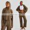 2 Pieces Waffle Pattern Side Pockets Hooded Jackets Women Adjustable Loose Pants Set