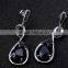 Daily Wear Casual Style Silver Pins Jet Black Cubic Zirconia Party Jewelry Drop Earrings