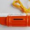 Multi-functional plastic ABS whistle with orange color emergency with compass
