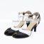 Fashion design leather shoes tstrap peep toe women low heel party shoes