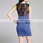 women office dresses 2015 elegant sexy black lace patched peplum purple bridesmaid dresses