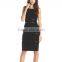 Stripes Trimmings for Dresses Black Red Elegant Leather Bandage Dress With Black Contrast Dress Faux Leather Dresses