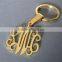 3 different pendant sizes Gold Brass Monogram Keychain