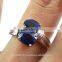 8x6, 8x6 MM Blue Star Sapphire Ring Lab-Created Sterling Silver 92.5 Size 7.5