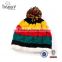 Leather patch beanie hat winter multi-color 100% acrylic beanie hat,knitted hat and cap