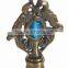 Blue stone fashion brass 28mm metal curtain rod finials