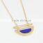 2015 Newest Short Gold Metal Half Round Natural Stone Necklace