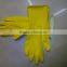 Yellow white latex in household gloves