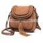 customized metal rivet and tassels PU leather women brown crossbody bag