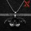 Mystical Men's Silver 316L Stainless Steel Skull Head Bat Wing Pendant