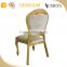 Dining room furniture luxury upholstered chair aluminum gold paint restaurant chair