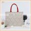 2015 fashion jute shopping bag with lace cover