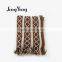 Chinese Factory Acrylic White/brown Color Jacquard Crochet Blanket With Short Tassels