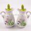 Set Of 2 Kitchen Flower Ceramic Vinegar Oil Pot Jar Container