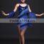 Performance Lady Stage Blue Sequin Tassel Latin Dance Costumes Adult