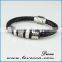 Stainless Steel & Leather Mens Bracelet , Braided Genuine Leather Bracelet Men Stainless Steel