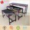 Modern 3-layer retail store fixture metal clothing display table with 4 legs