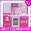 New style big size lovely pink girls toys wooden girls play kitchen W10C276