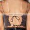 2017 Black Satin Tie Back Halter Crop Top New Skirt and Crop Top Set