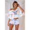smocking off shoulder embroidery woman top latest design images of chiffon tops