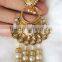 PEARL Dangler gold tone dangler POLKI EARRINGS