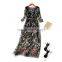Maxnegio maxi dress woman long sleeve embroidery guinea brocade women casual dress