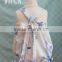 Wholesale summer baby girl ruffle vintage blue floral backless romper