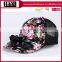 Fashionable canvas heat transfer floral baseball cap 6 panel solar powered fan tucker hat