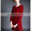 High quality ladies Maroon dress with lace trim, long sleeve fashion Autumn dress