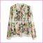 floral printed chiffon girl's jacket flower baseball top jacket