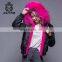 Attractive Design 2017 new arrive black bomber jacket with raccoon fur collar