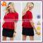 China Product Hot Sale New Design Women Peplum hem Blouse Short Sleeve