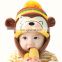 Fashion cute plush yellow monkey animal winter hat wholesale custom soft baby crochet hat