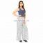 100%Cotton Women Wear Floral Printed Loose Wide Leg Lounger Vintage Style Palazzo Yoga Pants Trousers