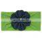 Baby Girl nylon headband Soft Solid Kids flower Hair bands with pearl 12Colors