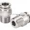 Factory direct supply SS 304 material  1/4 NPT insert 10 MM pipe PC straight pneumatic quick air hose fitting