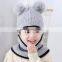 Kids Winter Hats Ears Girls Boys Children Warm Caps Scarf Set Baby Bonnet Enfant Knitted Cute Hat for Girl Boy