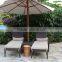 2016 beach hotel comfortable outdoor chair double rattan sun chaise lounge chair with umbrella