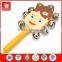 safety 6 months child girl smile and 9 small bells smooth handle cartoon music toy mini wooden hand bell musical instruments