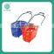 store pull up plastic rolling shopping basket