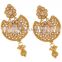 Indian Beautiful Antique Gold Polished With White Stone Earrings