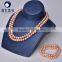Latest design bread round fresh water real pearl set necklace and bracelet double layers in pink color                        
                                                Quality Choice