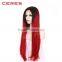 Long Straight Synthetic Lace Front Wig Dark RootsBlack to Red Ombre Heat Resistant Fiber Hair 2 Tones Women